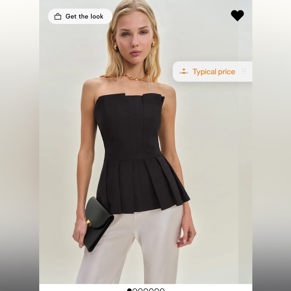 Reformation Black Ashlyn Strapless Peplum Top